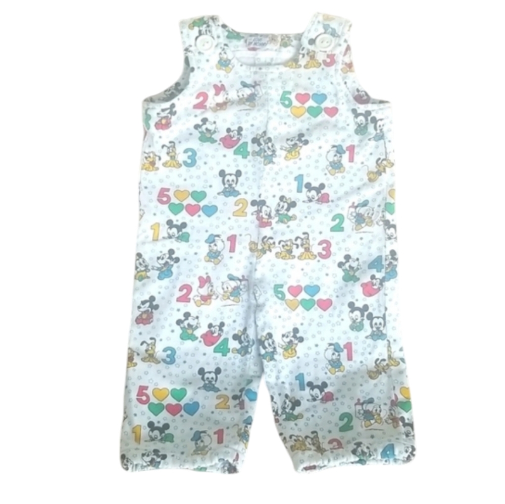 Vintage Disney Handmade Baby Mickey Mouse & Friends White Romper Jumper